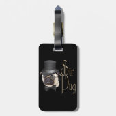 Funny Top Hat Monocle Sir Pug Dog Bagagelabel (Achterkant verticaal)