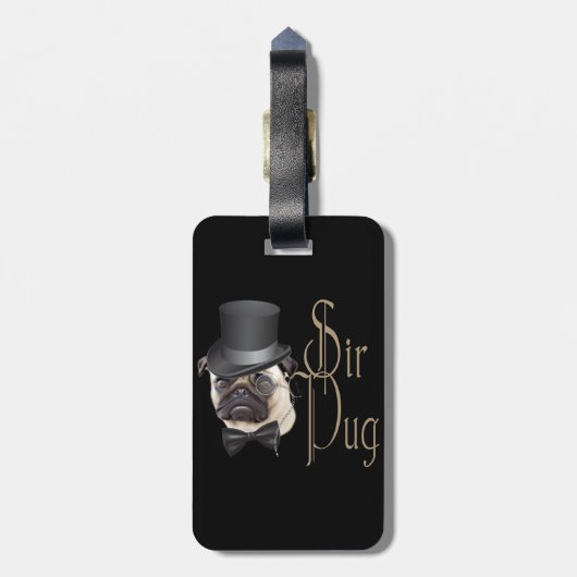 Funny Top Hat Monocle Sir Pug Dog Bagagelabel (Achterkant verticaal)