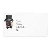 Funny Top Hat Monocle Sir Pug Dog Etiket (Voorkant)