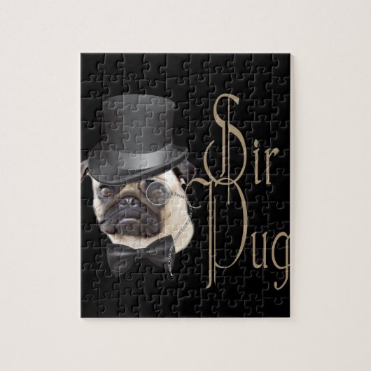Funny Top Hat Monocle Sir Pug Dog Legpuzzel (Verticaal)