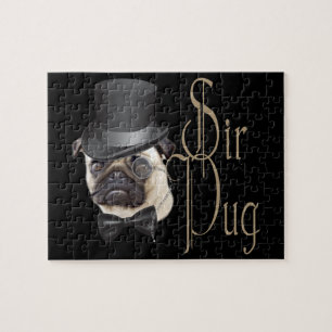 Funny Top Hat Monocle Sir Pug Dog Legpuzzel