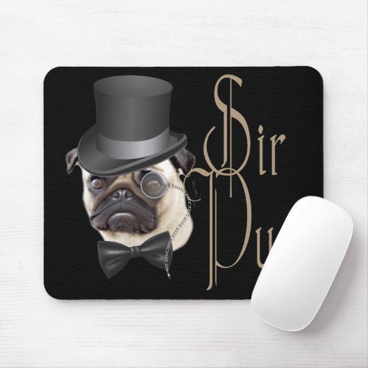 Funny Top Hat Monocle Sir Pug Dog Muismat (Met muis)