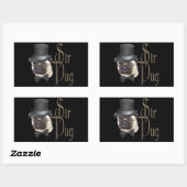 Funny Top Hat Monocle Sir Pug Dog Rechthoekige Sticker (Vel)