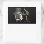 Funny Top Hat Monocle Sir Pug Dog Rechthoekige Sticker (Tas)