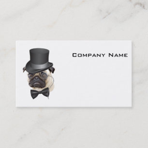 Funny Top Hat Monocle Sir Pug Dog Visitekaartje
