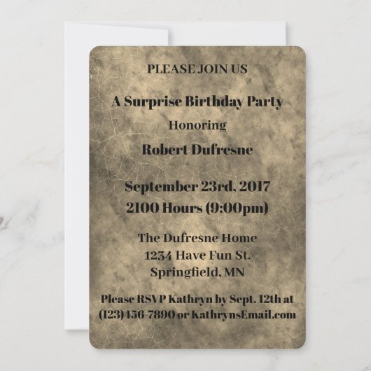 Funny Top Secret Surprise Birthday Kaart (Achterkant)