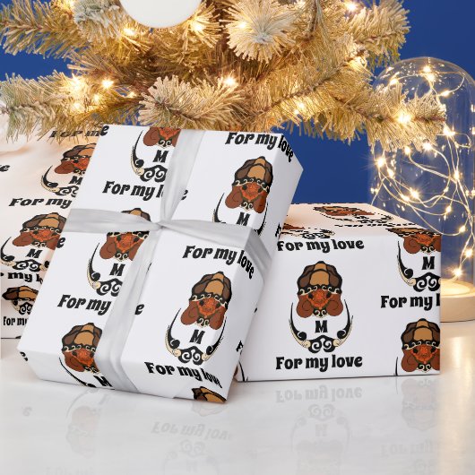 Funny Tortoise Chilling Monogram Cadeaupapier (Feestdagen)