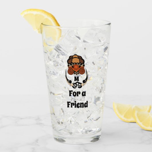 Funny Tortoise Chilling Monogram Glas (Voorkant ijs)