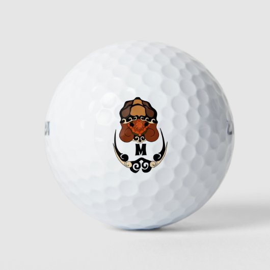 Funny Tortoise Chilling Monogram Golfballen (Voorkant)