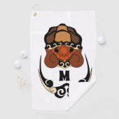 Funny Tortoise Chilling Monogram Golfhanddoek (Insitu)