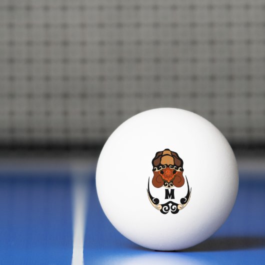 Funny Tortoise Chilling Monogram Pingpongbal (Net)