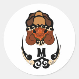 Funny Tortoise Chilling Monogram Ronde Sticker