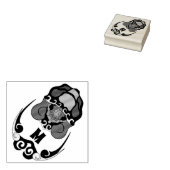 Funny Tortoise Chilling Monogram Rubberstempel (Gestempeld)