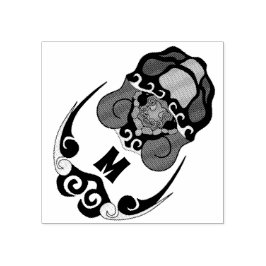 Funny Tortoise Chilling Monogram Rubberstempel