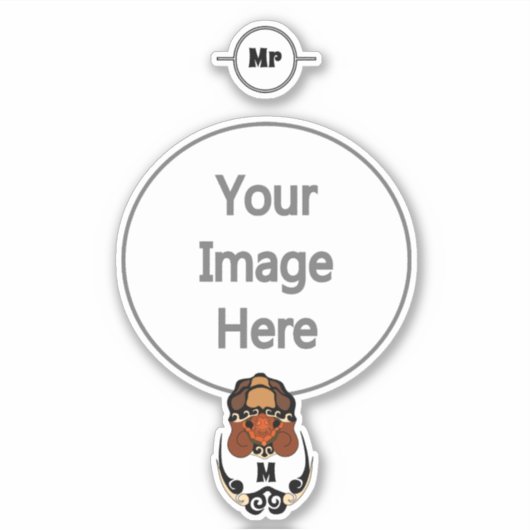 Funny Tortoise Chilling Monogram Sticker (Voorkant)