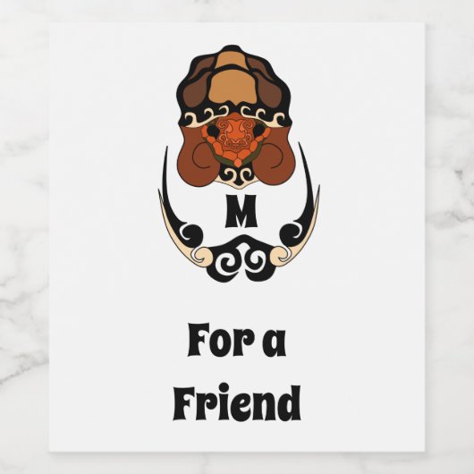 Funny Tortoise Chilling Monogram Wijn Etiket (Enkel label)