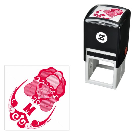 Funny Tortoise Chilling Monogram Zelfinktende Stempel (In situ)