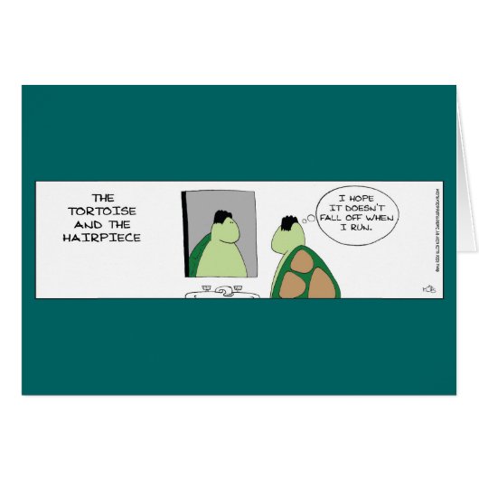 Funny Tortoise en Hairthing Kaart (Voorkant Horizontaal)
