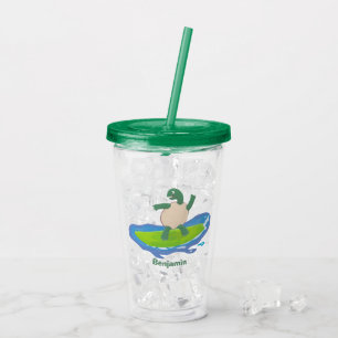 Funny tortoise golf surfende cartoon acryl drinkbeker