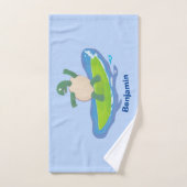 Funny tortoise golf surfende cartoon bad handdoek (Handdoek)