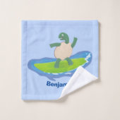 Funny tortoise golf surfende cartoon bad handdoek (Wasdoekje)