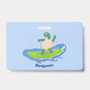Funny tortoise golf surfende cartoon badge