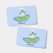 Funny tortoise golf surfende cartoon badge (Voor- en achterkant)
