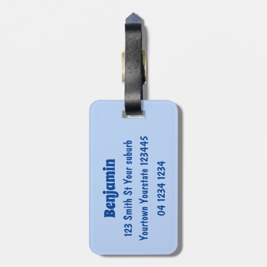 Funny tortoise golf surfende cartoon bagagelabel (Achterkant verticaal)