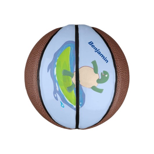 Funny tortoise golf surfende cartoon basketbal (Verticaal)