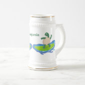 Funny tortoise golf surfende cartoon bierpul (Voorkant rechts)