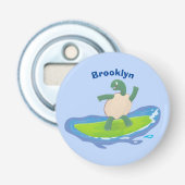 Funny tortoise golf surfende cartoon button flesopener (Voorkant)