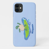 Funny tortoise golf surfende cartoon Case-Mate iPhone case (Achterkant)