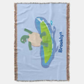 Funny tortoise golf surfende cartoon deken (Voorkant Verticaal)
