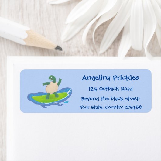 Funny tortoise golf surfende cartoon etiket (Insitu)