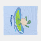 Funny tortoise golf surfende cartoon fleece deken (Voorkant (Horizontaal))