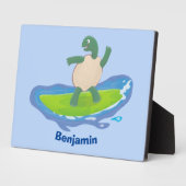 Funny tortoise golf surfende cartoon fotoplaat (Zijkant)