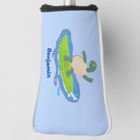Funny tortoise golf surfende cartoon golfheadcover (Draai 90)