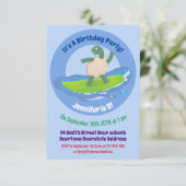 Funny tortoise golf surfende cartoon kaart (Staand voorkant)