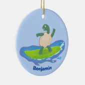 Funny tortoise golf surfende cartoon keramisch ornament (Rechts)