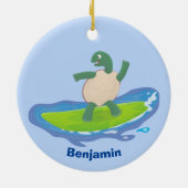 Funny tortoise golf surfende cartoon keramisch ornament (Achterkant)