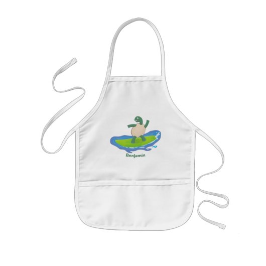 Funny tortoise golf surfende cartoon kinder schort (Voorkant)