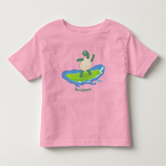 Funny tortoise golf surfende cartoon kinder shirts (Voorkant)