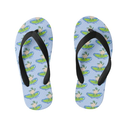 Funny tortoise golf surfende cartoon kinder teenslippers (Voetbed)