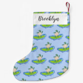 Funny tortoise golf surfende cartoon kleine kerstsok (Achterkant)