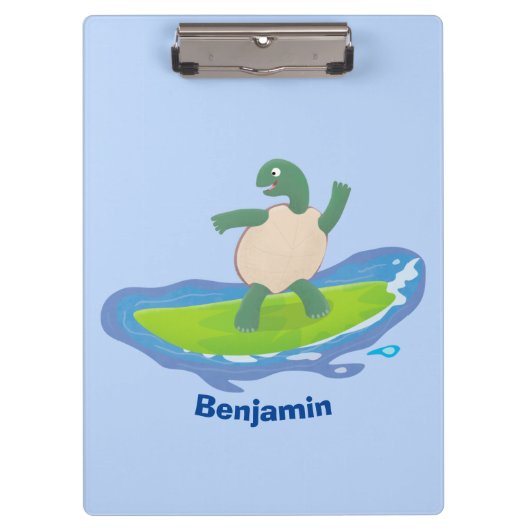 Funny tortoise golf surfende cartoon klembord (Voorkant)