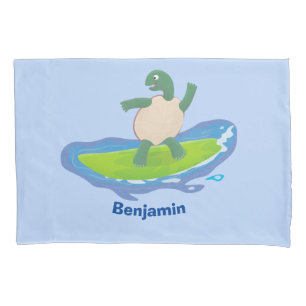 Funny tortoise golf surfende cartoon kussensloop