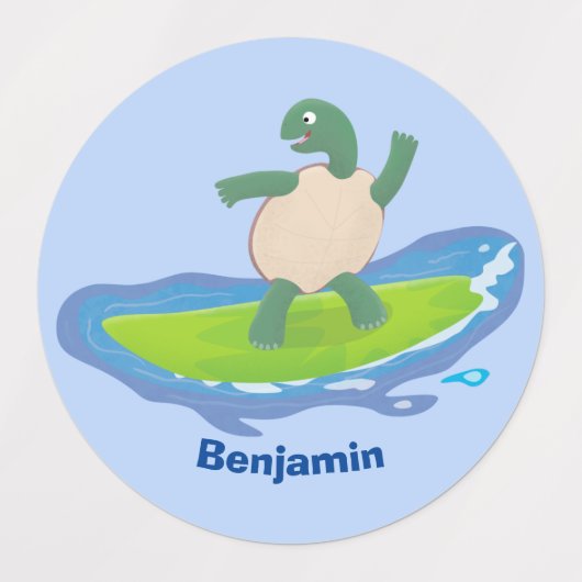 Funny tortoise golf surfende cartoon labels (Design 2)