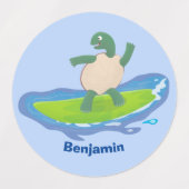 Funny tortoise golf surfende cartoon labels (Design 1)