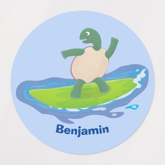 Funny tortoise golf surfende cartoon labels (Design 1)