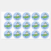 Funny tortoise golf surfende cartoon labels (Vel)